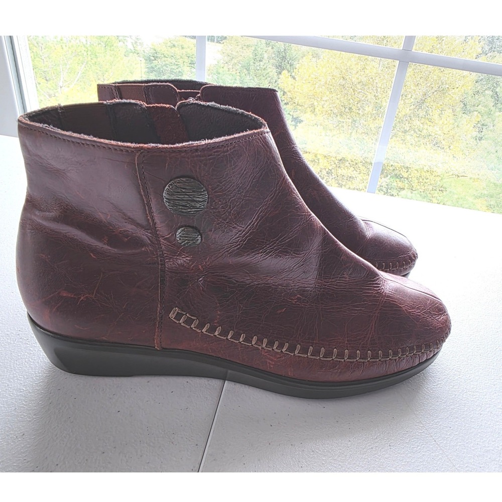SAS Jade Ankle Boots Distressed Leather 9 WW Side Zip Bootie Tripad Comfort USA - Picture 6 of 10